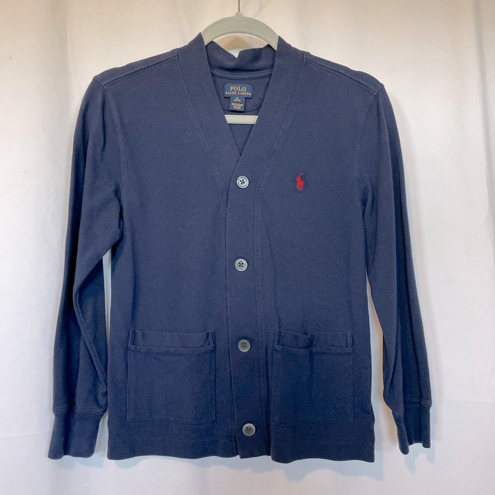 Boys Navy Cardigan Sweater